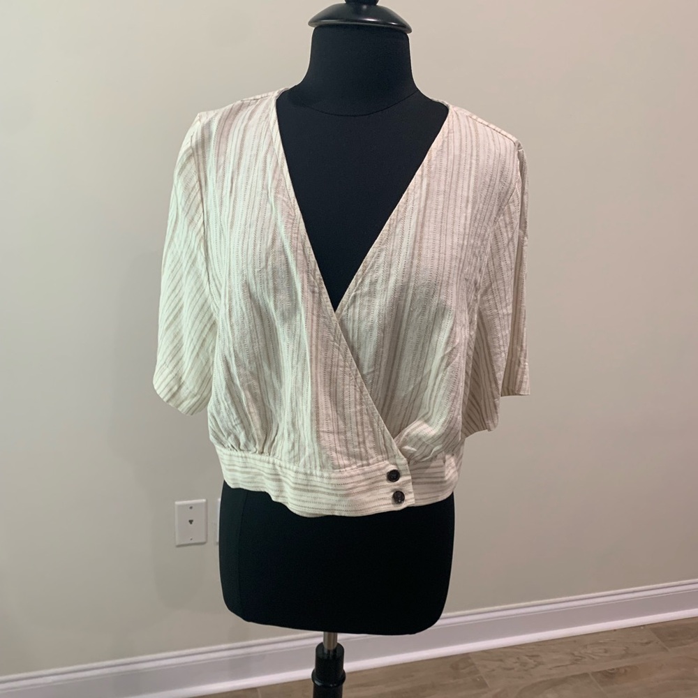 Banana Republic Linen Blend Wrap Crop Top — NWOT